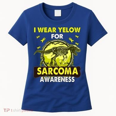 Dinosaur I Wear Yellow For Sarcoma Awareness Gift Women's T-Shirt