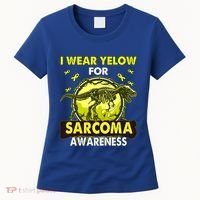 Dinosaur I Wear Yellow For Sarcoma Awareness Gift Women's T-Shirt thumb 0
