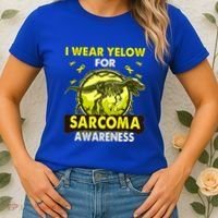 Dinosaur I Wear Yellow For Sarcoma Awareness Gift Women's T-Shirt thumb 2