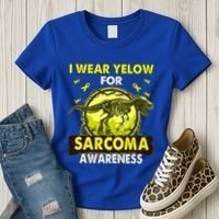 Dinosaur I Wear Yellow For Sarcoma Awareness Gift Women's T-Shirt thumb 3