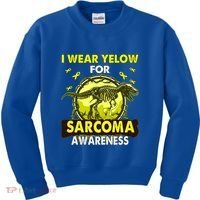 Dinosaur I Wear Yellow For Sarcoma Awareness Gift Kids Sweatshirt thumb 0