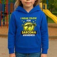 Dinosaur I Wear Yellow For Sarcoma Awareness Gift Kids Hoodie thumb 3