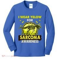 Dinosaur I Wear Yellow For Sarcoma Awareness Gift Kids Long Sleeve Shirt thumb 0