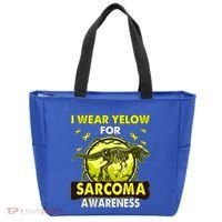 Dinosaur I Wear Yellow For Sarcoma Awareness Gift Tote Bag thumb 0