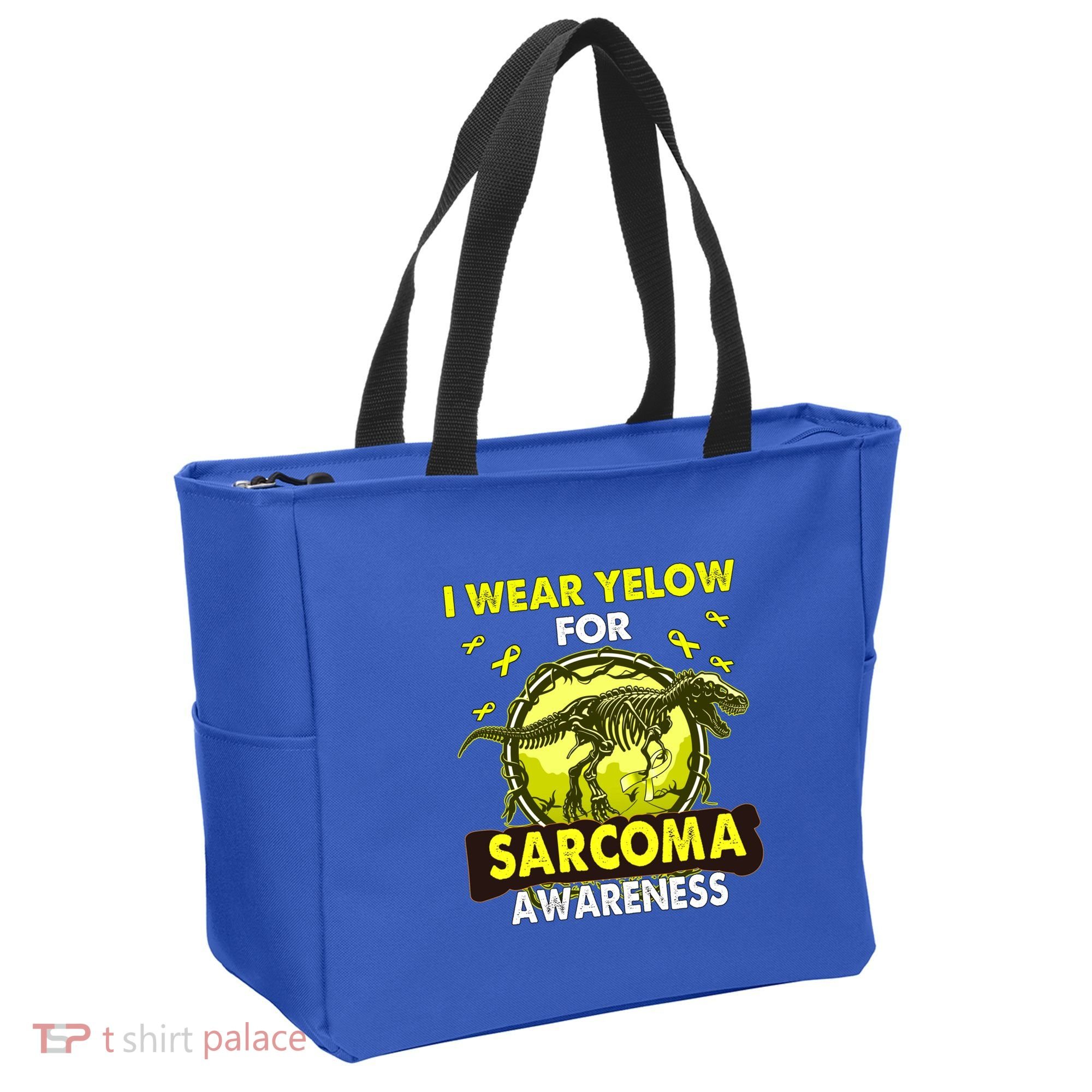 Dinosaur I Wear Yellow For Sarcoma Awareness Gift Tote Bag