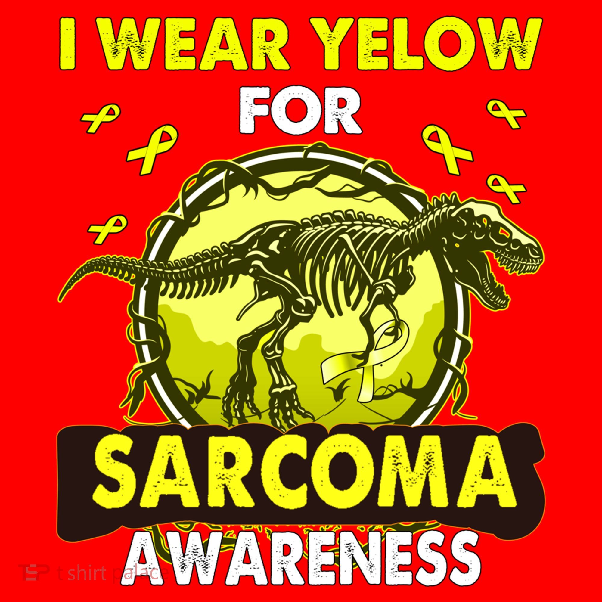 Dinosaur I Wear Yellow For Sarcoma Awareness Gift Santa Hat