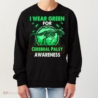 Dinosaur I Wear Green For Cerebral Palsy Awareness Gift Women's Sweatshirt thumb 0