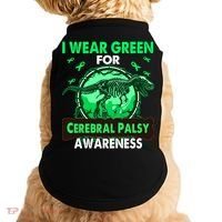 Dinosaur I Wear Green For Cerebral Palsy Awareness Gift Doggie Tank thumb 0