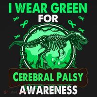 Dinosaur I Wear Green For Cerebral Palsy Awareness Gift Doggie Tank thumb 4