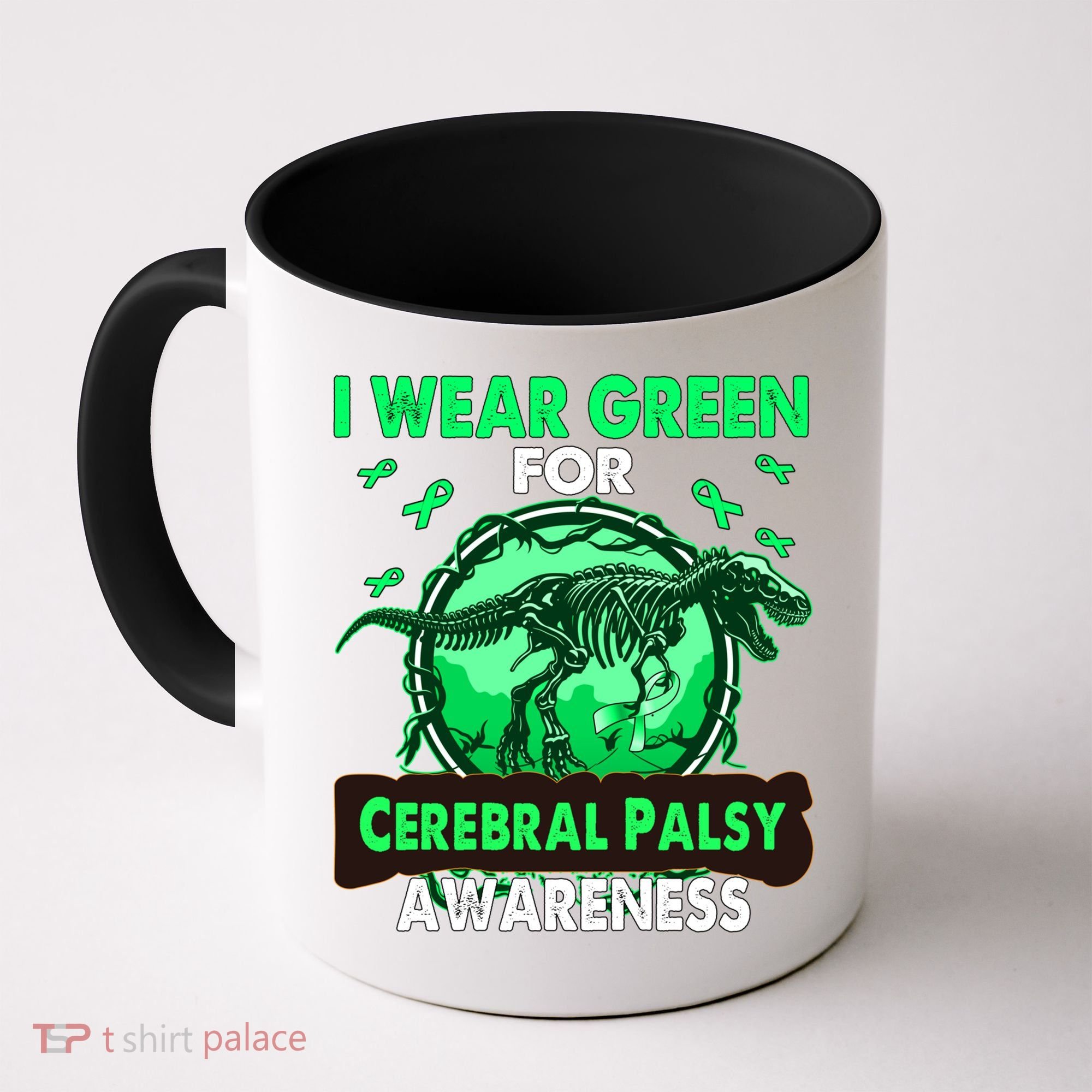 Dinosaur I Wear Green For Cerebral Palsy Awareness Gift Coffee Mug