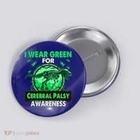 Dinosaur I Wear Green For Cerebral Palsy Awareness Gift Button thumb 0