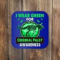 Dinosaur I Wear Green For Cerebral Palsy Awareness Gift Coaster thumb 0