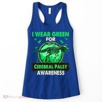 Dinosaur I Wear Green For Cerebral Palsy Awareness Gift Women's Tank Top thumb 0