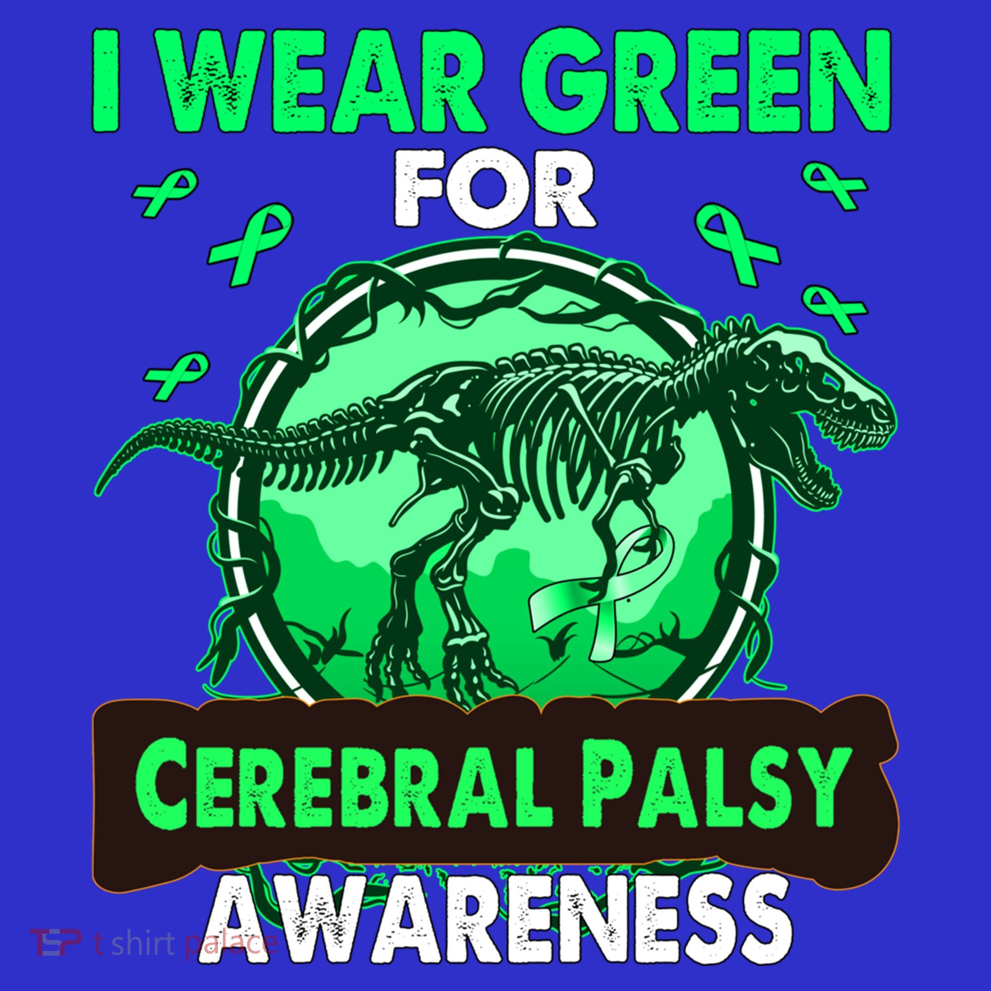 Dinosaur I Wear Green For Cerebral Palsy Awareness Gift Women's Tank Top