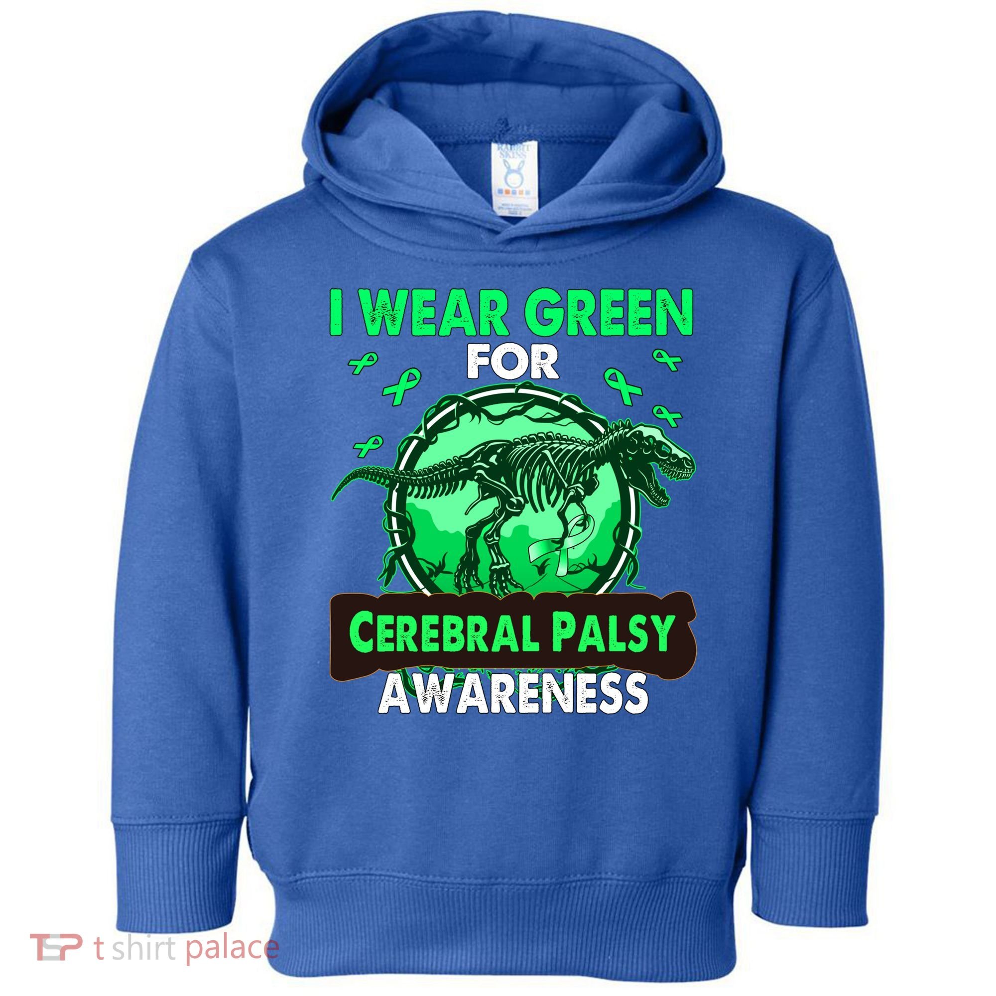 Dinosaur I Wear Green For Cerebral Palsy Awareness Gift Toddler Hoodie