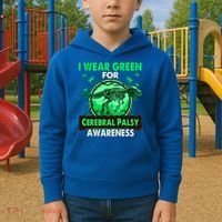 Dinosaur I Wear Green For Cerebral Palsy Awareness Gift Kids Hoodie thumb 2
