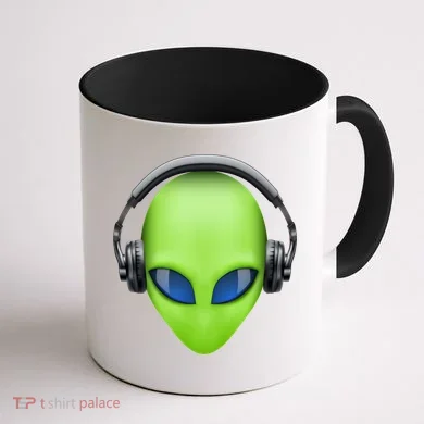 DJ Alien Headphones Coffee Mug back