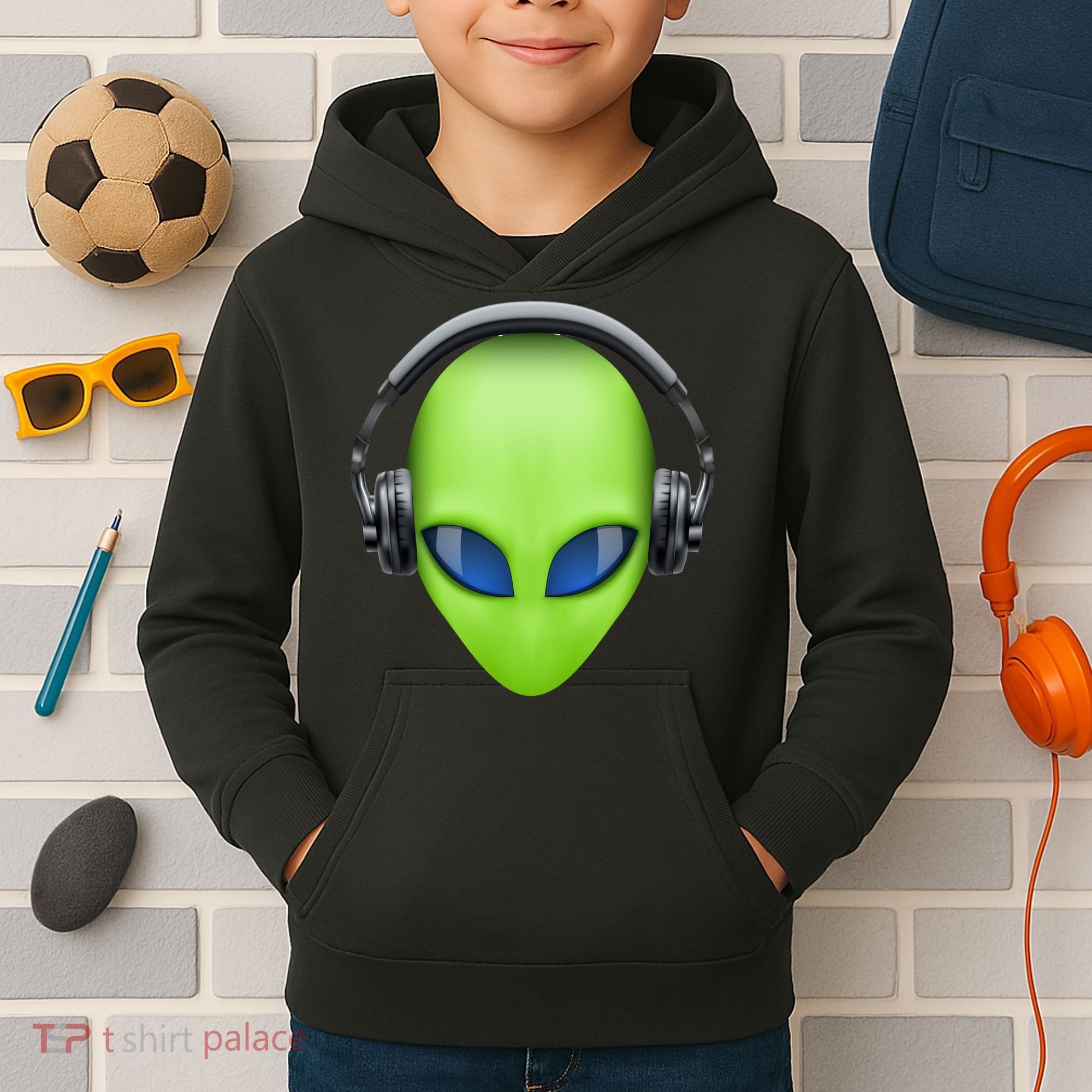 DJ Alien Headphones Kids Hoodie