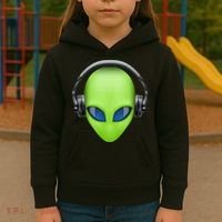 DJ Alien Headphones Kids Hoodie thumb 3