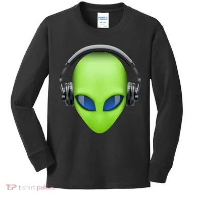 DJ Alien Headphones Kids Long Sleeve Shirt
