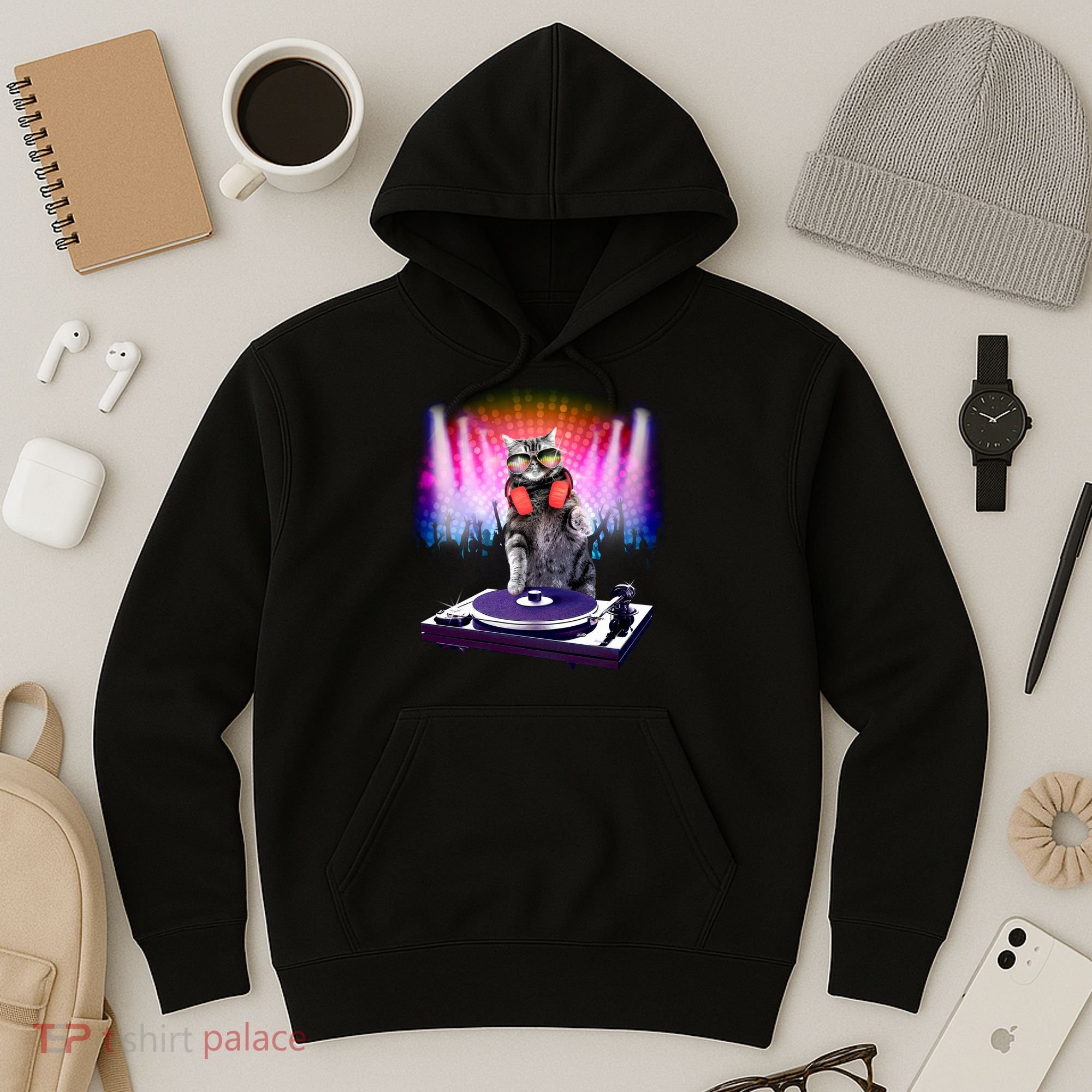 DJ Cat Turntable Mixer Hoodie