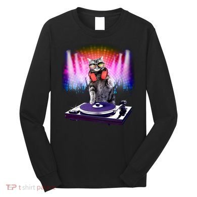 DJ Cat Turntable Mixer Long Sleeve Shirt