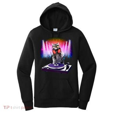 DJ Cat Turntable Mixer Women's Hoodie