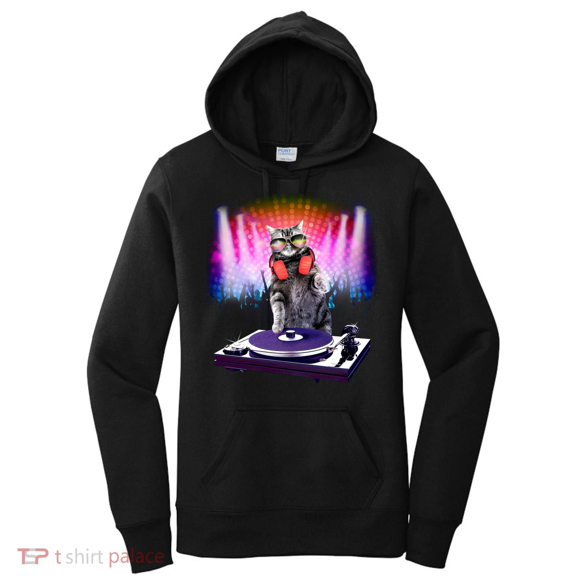 DJ Cat Turntable Mixer Women's Hoodie