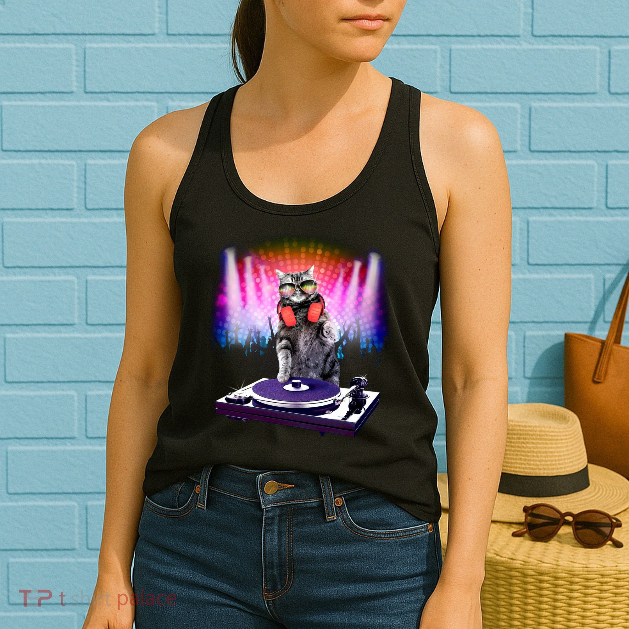 DJ Cat Turntable Mixer Women's Tank Top
