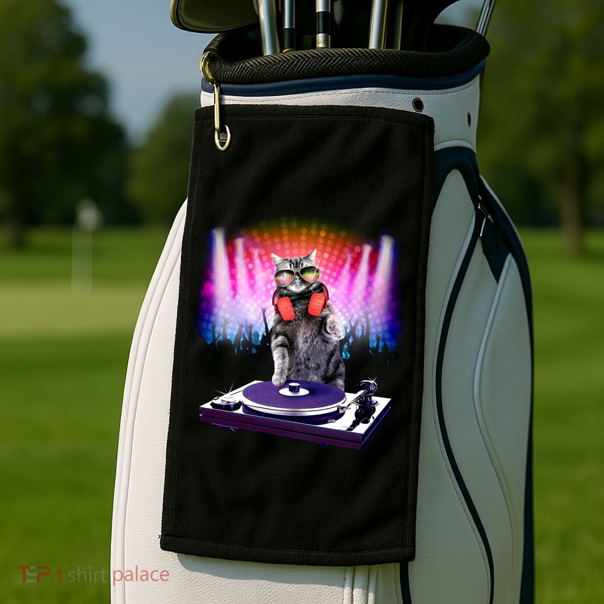 DJ Cat Turntable Mixer Golf Towel