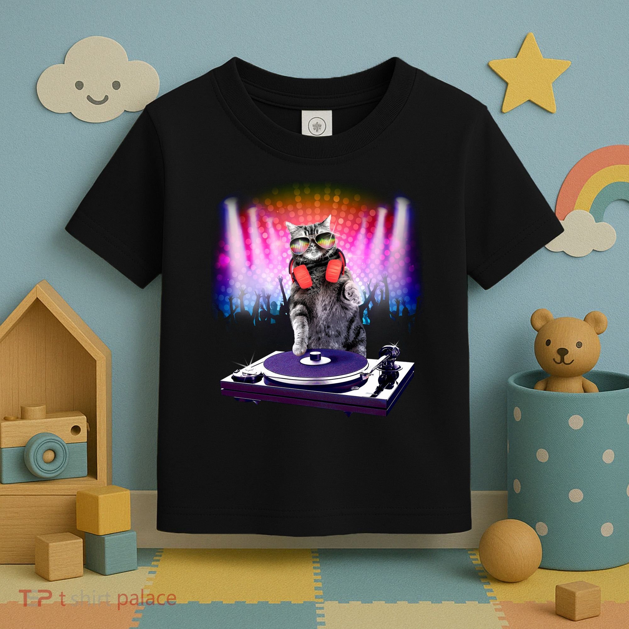 DJ Cat Turntable Mixer Toddler T-Shirt