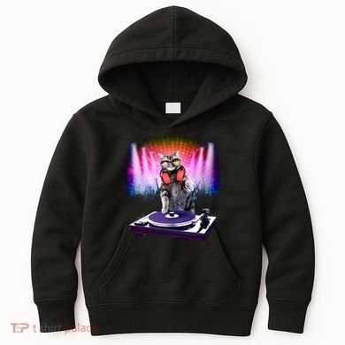 DJ Cat Turntable Mixer Kids Hoodie