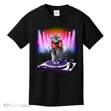 DJ Cat Turntable Mixer Kids T-Shirt