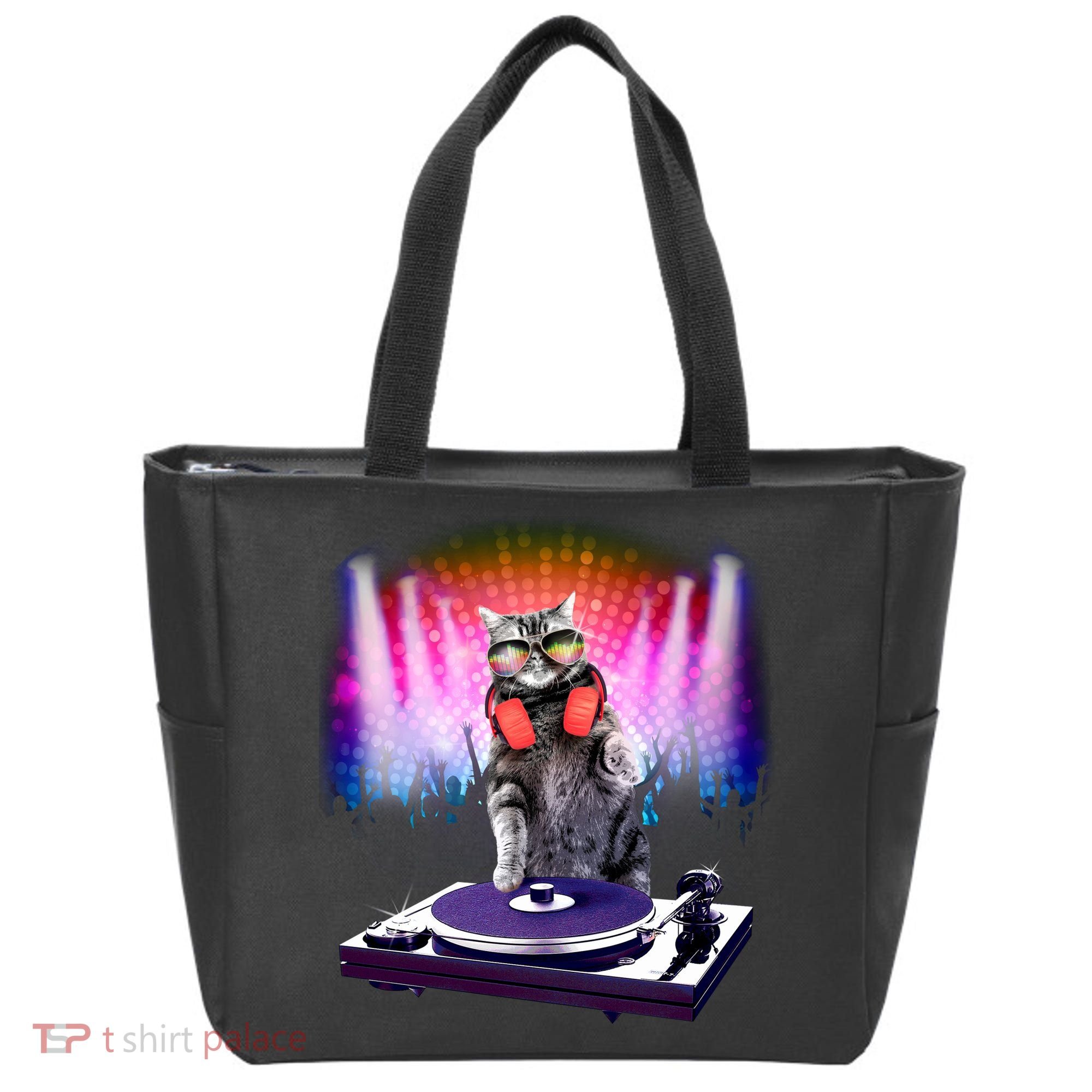 DJ Cat Turntable Mixer Tote Bag