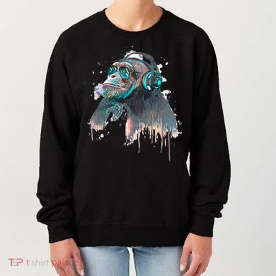 DJ Monkey Thinker Hipster Women's Sweatshirt