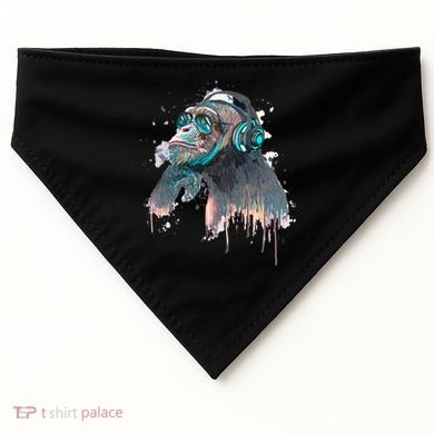 DJ Monkey Thinker Hipster USA-Made Doggie Bandana