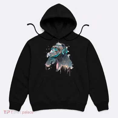 DJ Monkey Thinker Hipster Hoodie