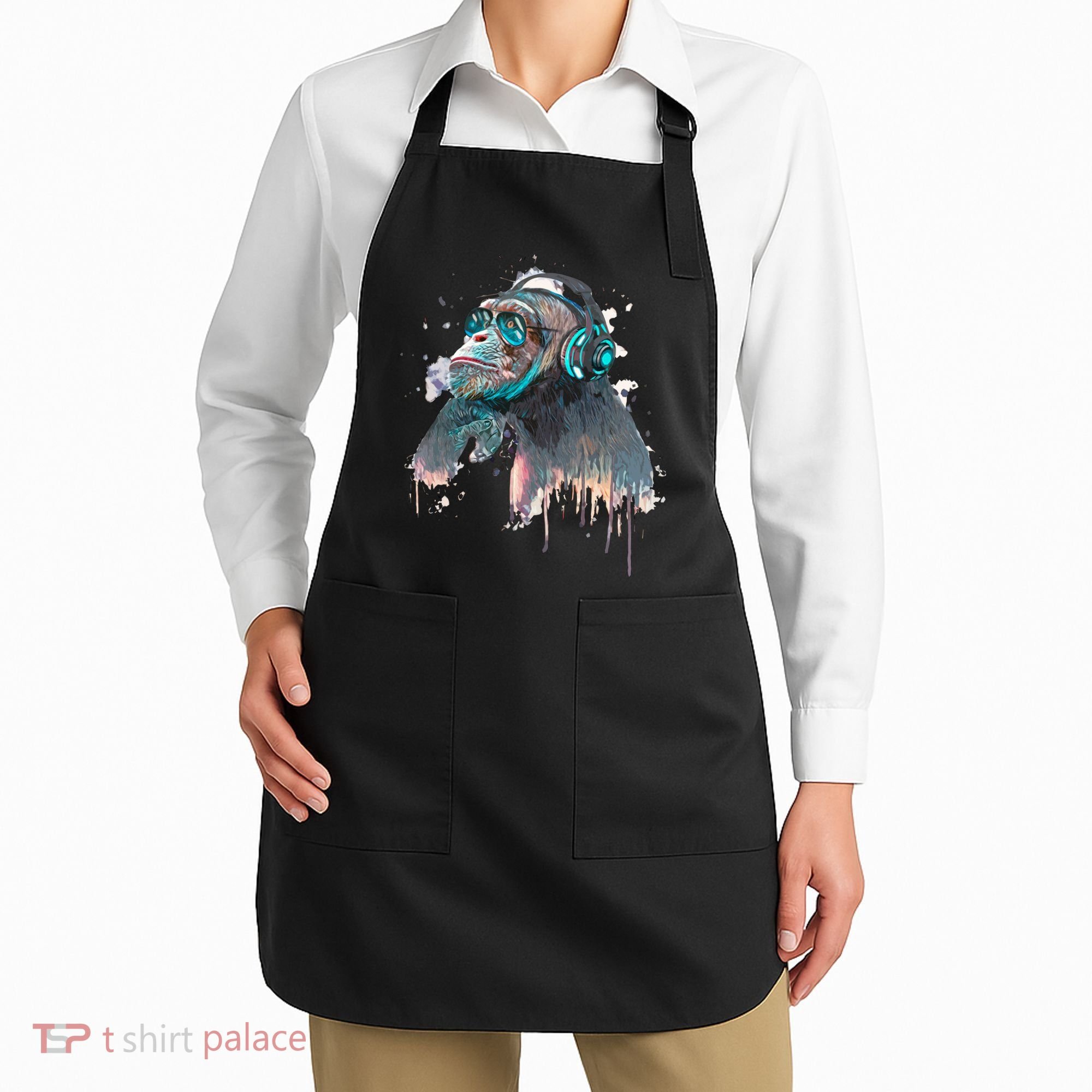 DJ Monkey Thinker Hipster Apron