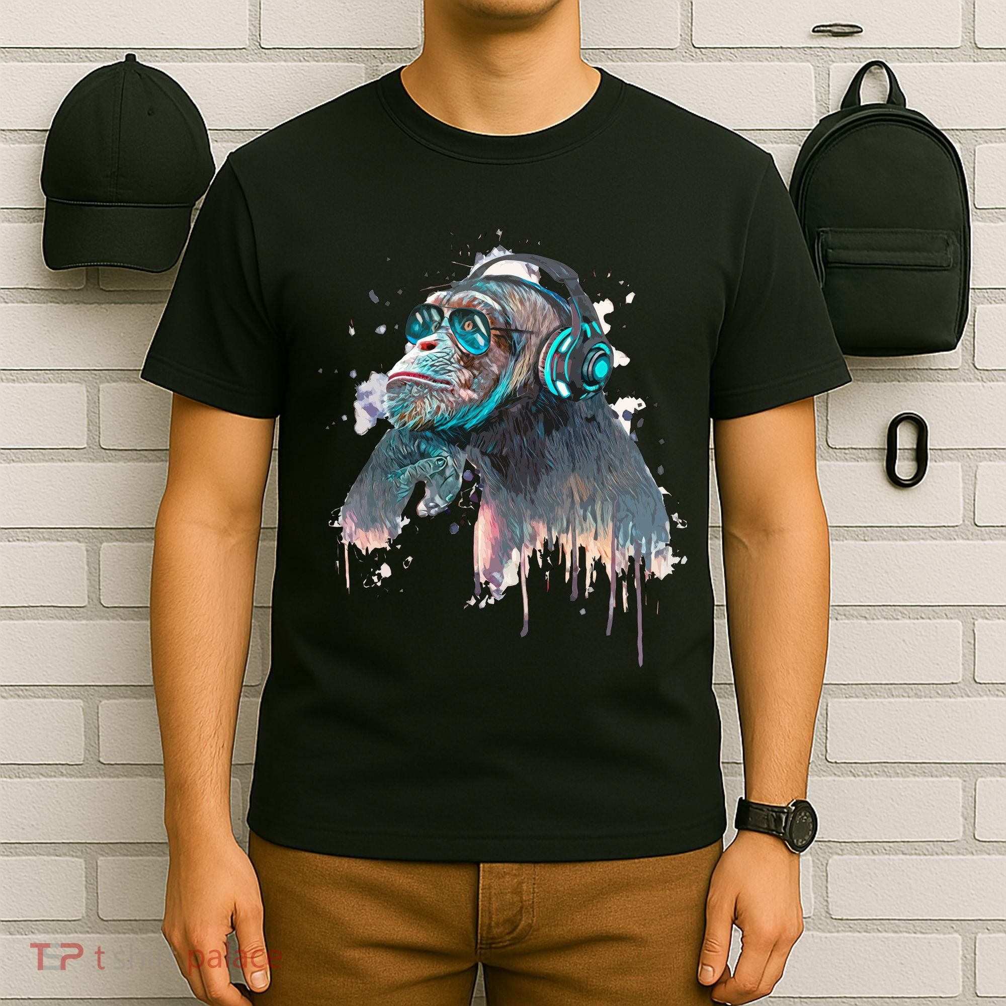 DJ Monkey Thinker Hipster T-Shirt