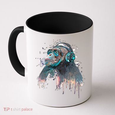 DJ Monkey Thinker Hipster Coffee Mug