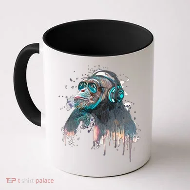 DJ Monkey Thinker Hipster Coffee Mug