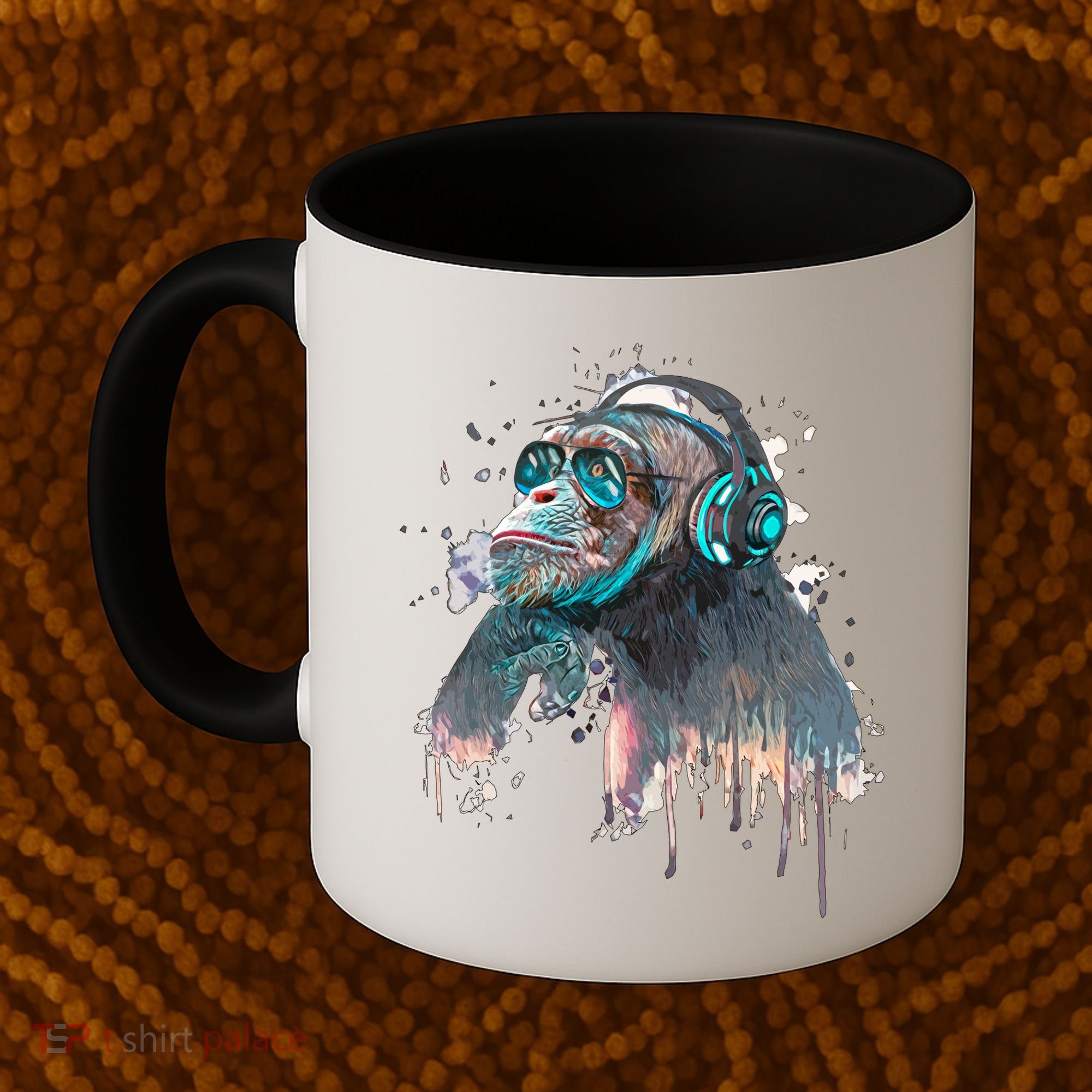 DJ Monkey Thinker Hipster Coffee Mug