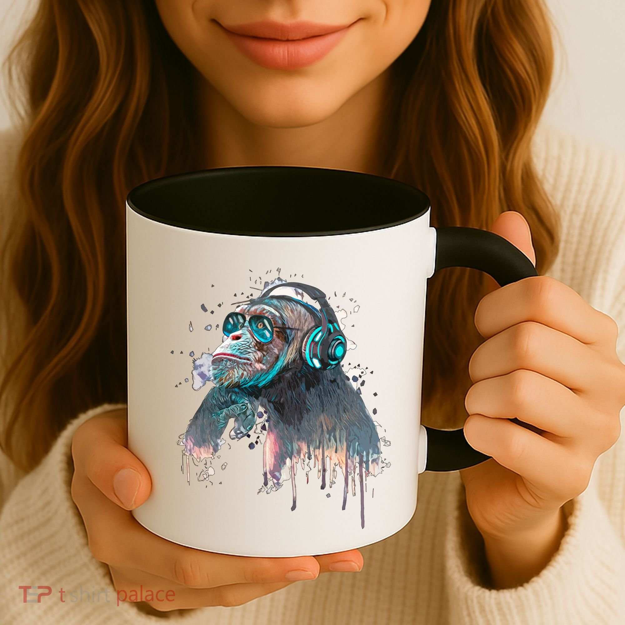 DJ Monkey Thinker Hipster Coffee Mug