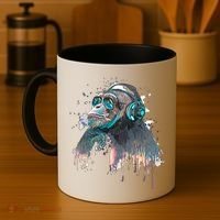 DJ Monkey Thinker Hipster Coffee Mug thumb 4