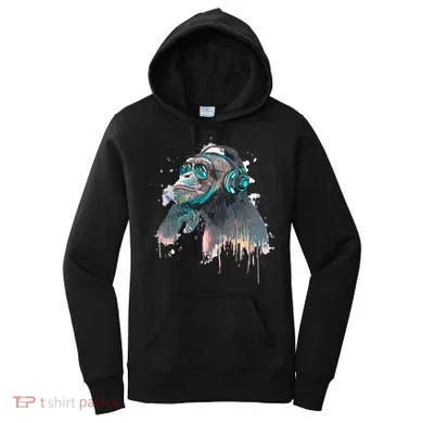 DJ Monkey Thinker Hipster Women's Hoodie