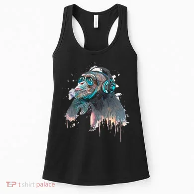 DJ Monkey Thinker Hipster Women's Tank Top