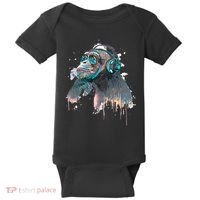 DJ Monkey Thinker Hipster Baby Bodysuit thumb 0
