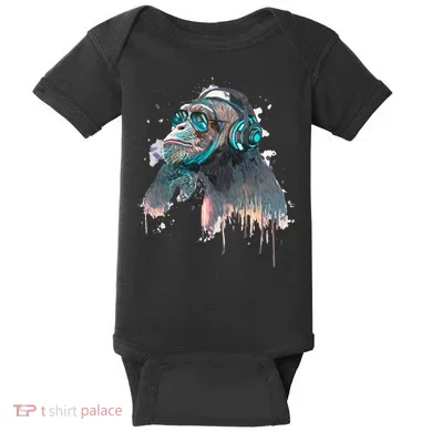DJ Monkey Thinker Hipster Baby Bodysuit