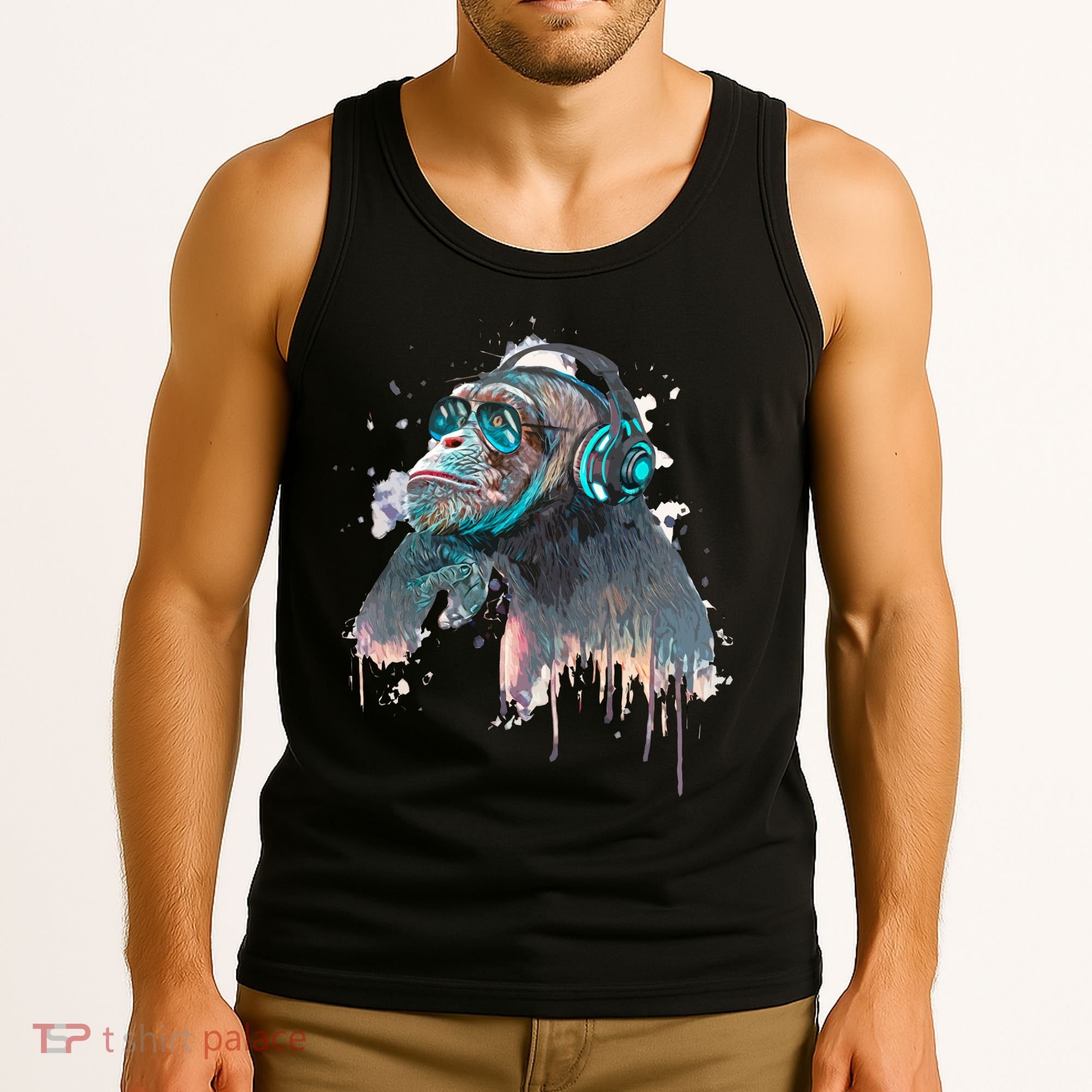 DJ Monkey Thinker Hipster Tank Top