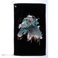 DJ Monkey Thinker Hipster Golf Towel thumb 0